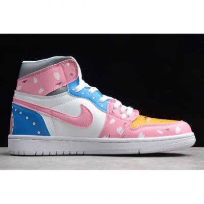 Nike Air Jordan 1 High Pembe / Mavi / Turuncu Basketbol Ayakkabısı Türkiye - AVARZN7C